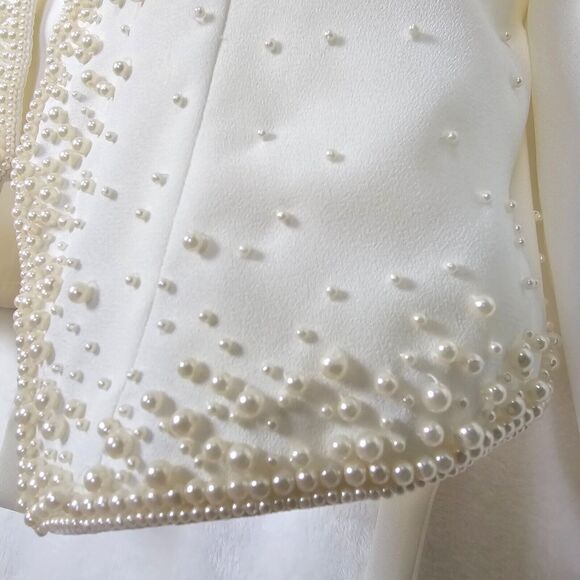 Vintage New York City Blouse Co. Women Ivory Pearl Embellished Blouse Size 14 - Picture 3 of 12